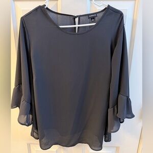 Torrid Sheer Black Ruffle Sleeve Blouse